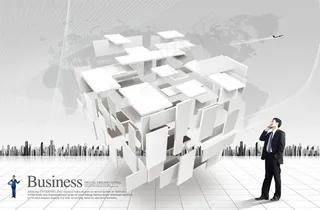 几何体创意商务,背景元素