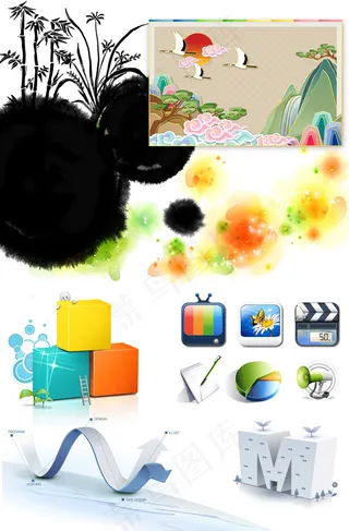 山水背景时尚图标