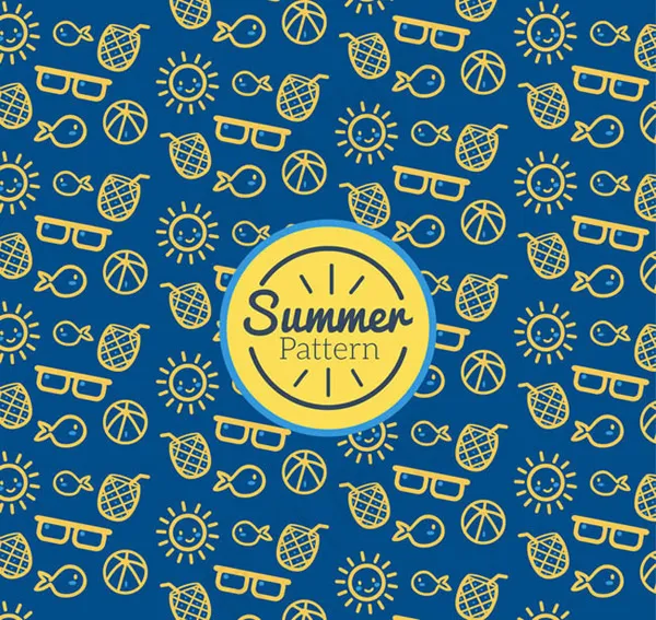 夏季元素无缝背景ai矢量模版下载