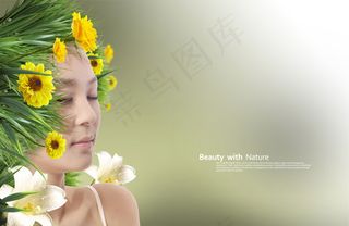 鲜花草地美女