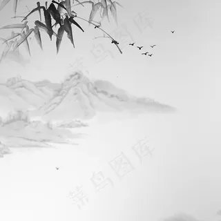 竹子与山水墨画 竹子与山水墨画