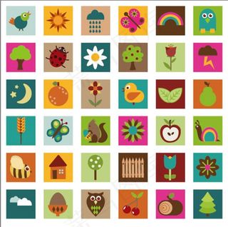 卡通方形图标,免抠元素