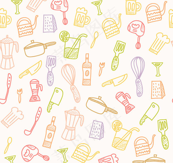 厨房用品无缝背景