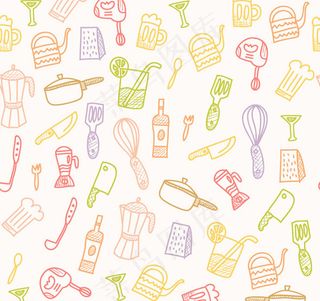 厨房用品无缝背景