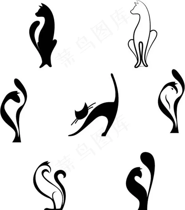 猫咪商标设计eps,ai矢量模版下载