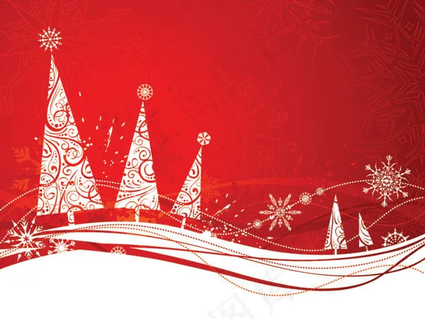 简约圣诞树雪花eps,ai矢量模版下载