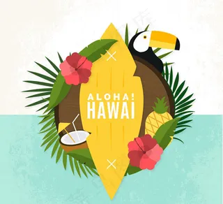 夏威夷元素标签