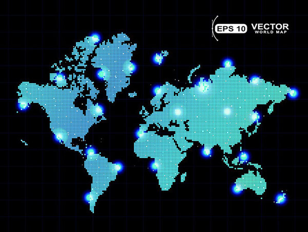 世界地图分布图eps,ai矢量模版下载