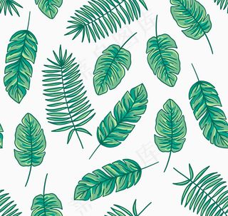 热带树叶无缝背景
