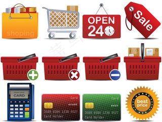 购物篮刷卡机图标,免抠元素
