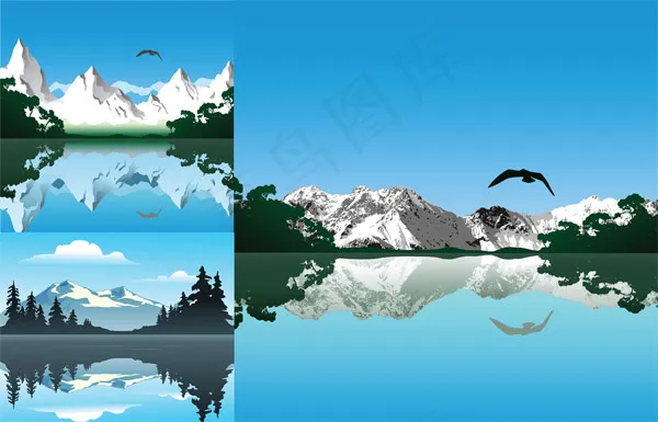 湖光山色矢量