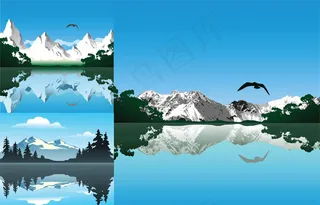 湖光山色矢量