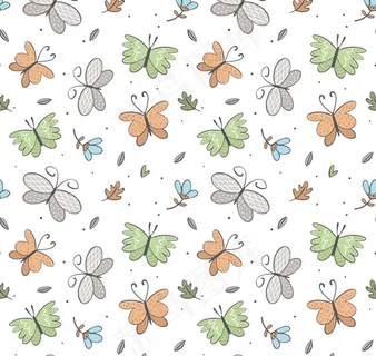 蝴蝶和花卉无缝背景