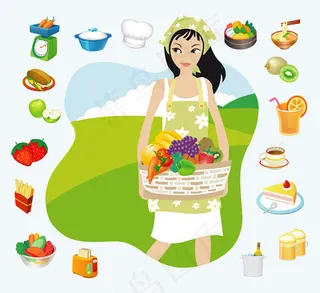 家庭主妇与水果