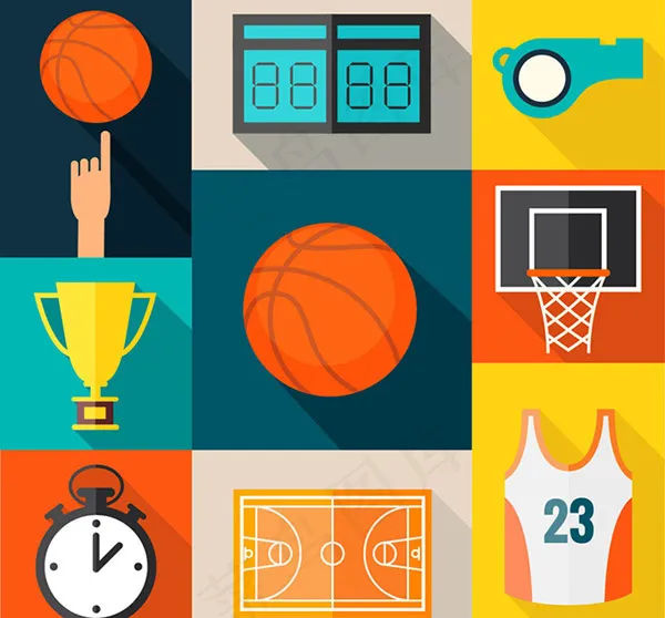 篮球元素图标,免抠元素ai矢量模版下载