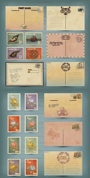 复古明信片邮票