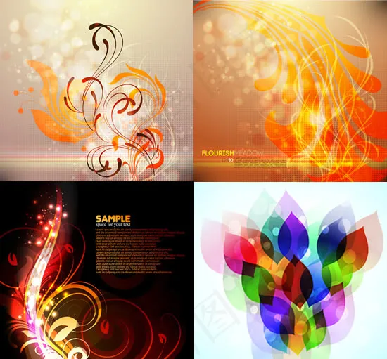 植物花纹光斑背景,背景元素ai矢量模版下载