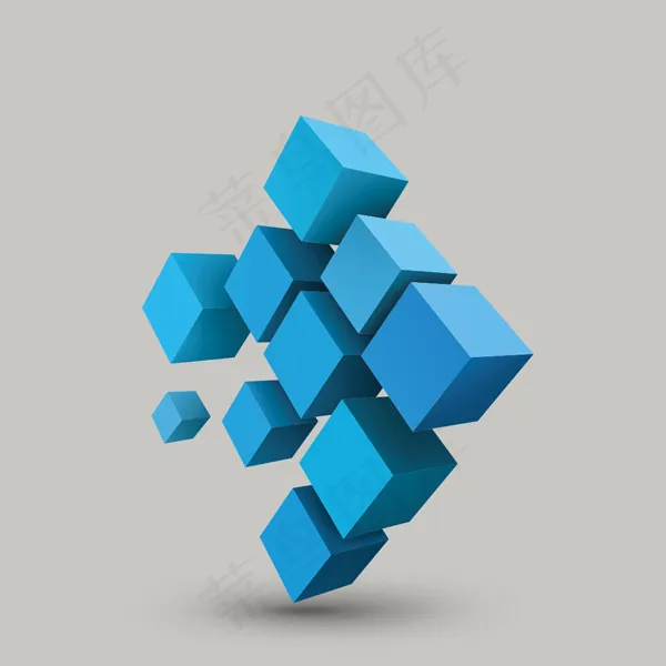 蓝色3d立方体eps,ai矢量模版下载