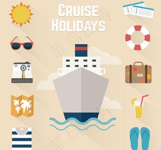 假日游轮图标,免抠元素