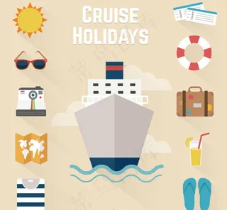 假日游轮图标,免抠元素