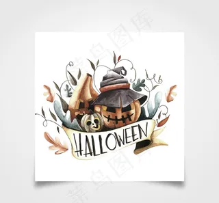 万圣节南瓜头卡片