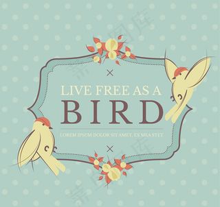 复古鸟装饰标签
