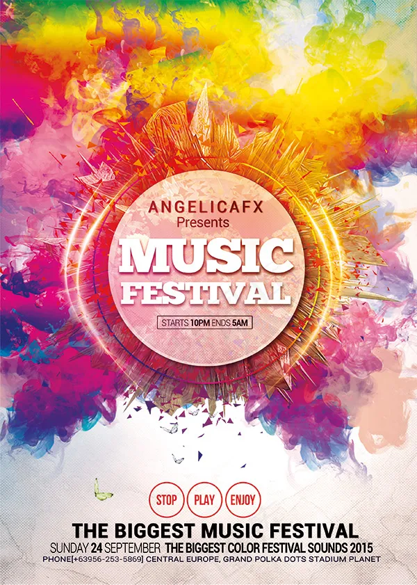 泼墨风音乐海报(2555X3583(DPI:300))psd模版下载