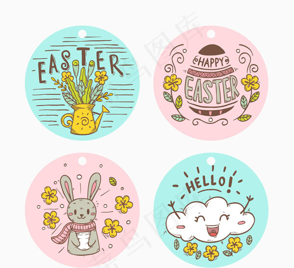 彩绘可爱复活节标签