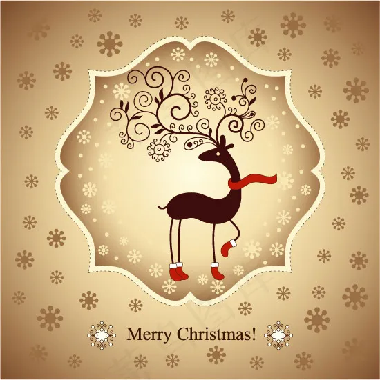 圣诞节驯鹿贺卡eps,ai矢量模版下载