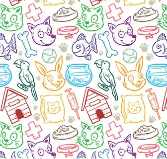宠物元素无缝背景 宠物元素无缝背景