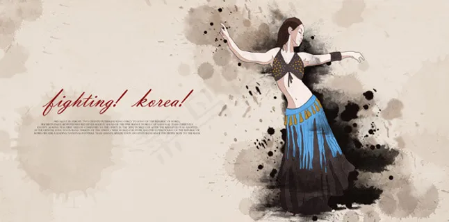 墨迹舞蹈绘画人物