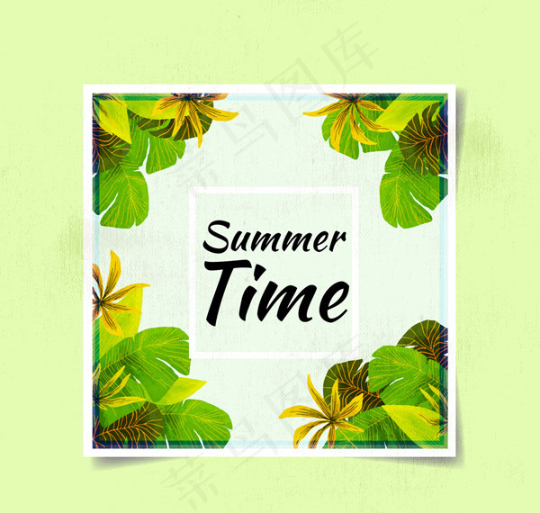 夏季绿色树叶卡片