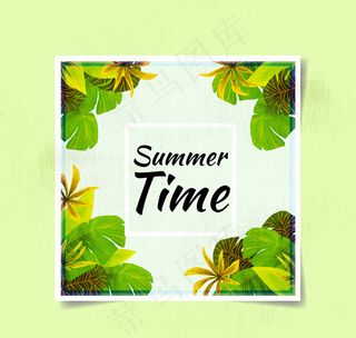 夏季绿色树叶卡片