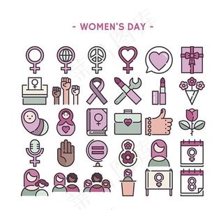 妇女节图标矢量,免抠元素