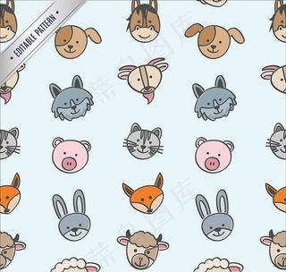 动物头像无缝背景