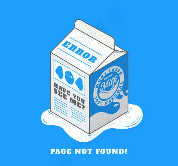 盒装牛奶404错误页ai矢量模版下载