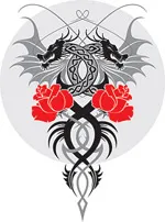 西方的龙与花卉元eps,ai矢量模版下载