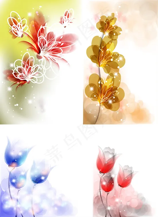鲜花透光花朵eps,ai矢量模版下载