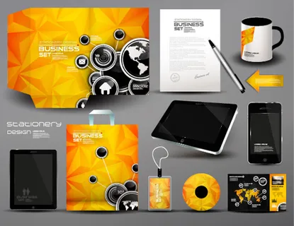 橙色商务VI模板,背景元素