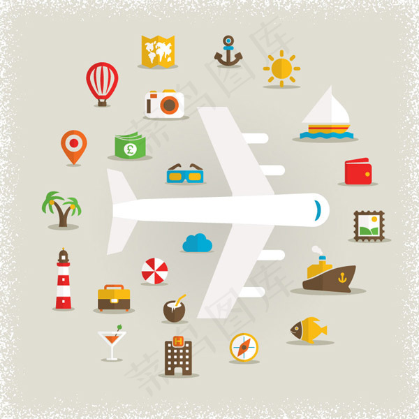 旅行元素图标,免抠元素
