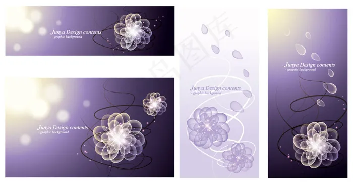 紫色梦幻花卉ai矢量模版下载