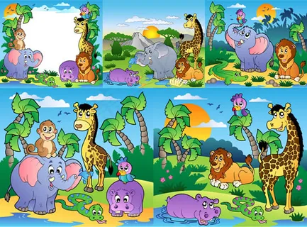 草原风景动物矢量,免抠元素