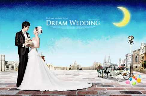 建筑物与幸福恋人