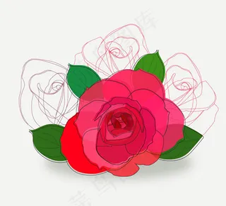 彩绘红色玫瑰花