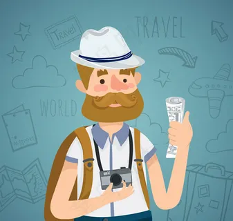 卡通旅行背包男子