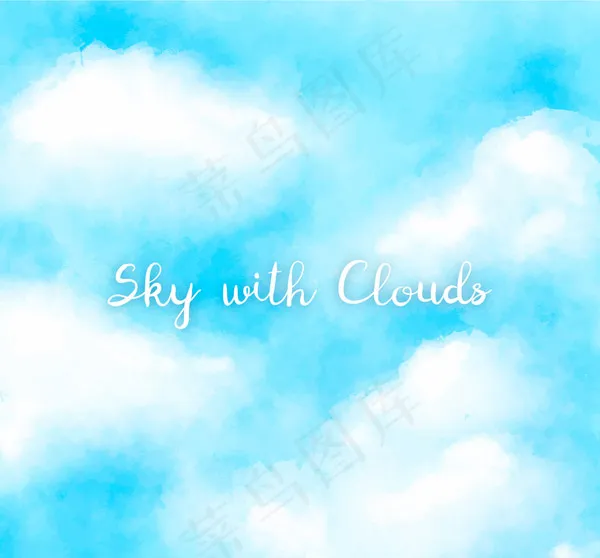 蓝天白淡云风景ai矢量模版下载