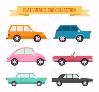 扁平化复古车辆,背景元素