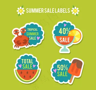 纸质夏季促销标签,免抠元素