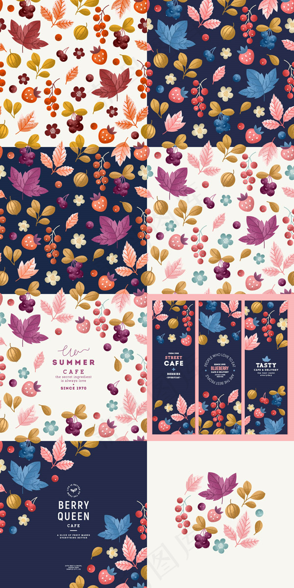 水果与树叶背景