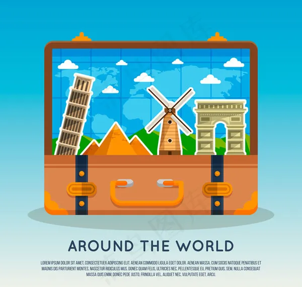 著名建筑贴纸ai矢量模版下载